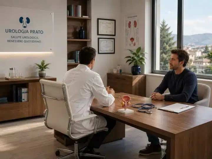 Consulto specialistico d'urgenza a Prato per la diagnosi delle cause del sangue nelle urine nell'uomo.